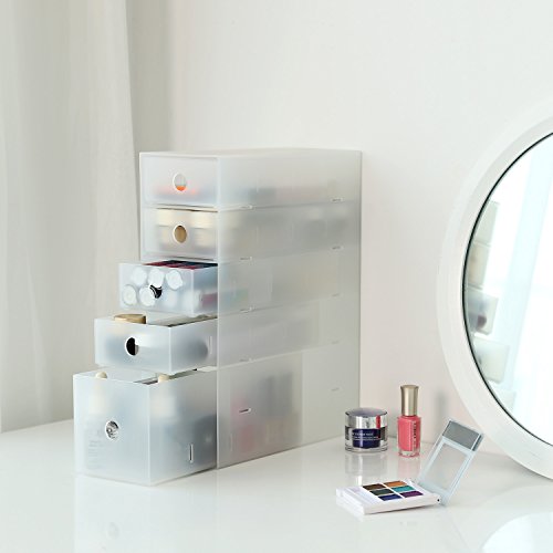 SONGMICS-Organiseur-de-Maquillage-Rangement-des-cosmtiques-translucide-avec-5-tiroirs-poignes-dcoupes-pour-Salle-de-Bain-Chambre-Bureau-JMU22WT-5-tiroirs