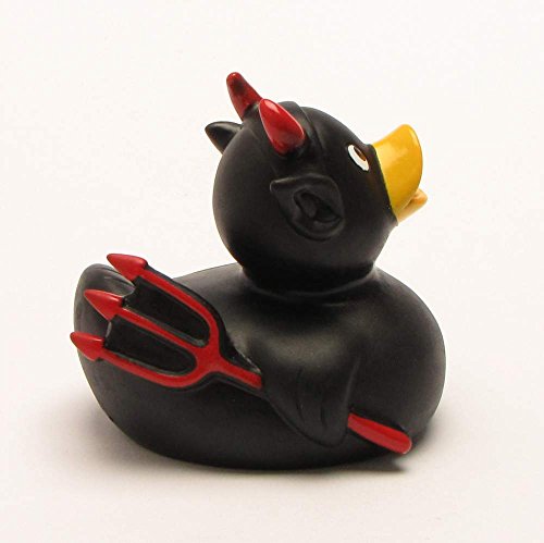 Badeente Teufel schwarz | Quietscheente | Duckshop | L: 8 cm - 3