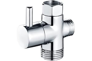 HATOOLHA Shower Diverter Valve Replacement, 3 Way T-Adapter Shut-Off Valve for Shower Head Arm Diverter, G3/4 Female Inlet x G1/2 & G3/4 Outlet