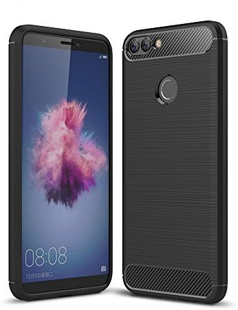 WindTeco Huawei P Smart Case, Premium Ultra Slim Lightweight Carbon Fiber Design Flexible Soft TPU Bumper Gel Shock Absorption Rubber Protective Case Cover for Huawei P Smart Smartphone