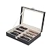 Produktbild CO-Z Brillenbox Brillen Koffer Etui Eyeglass Case mit Schaufenster aus Glas für Aufbewahrung und Präsentation von 8 Brillen Sonnenbrillen Aufbewahrungsbox Organizer PU Leder 33.5 x 22.5 x 8 cm