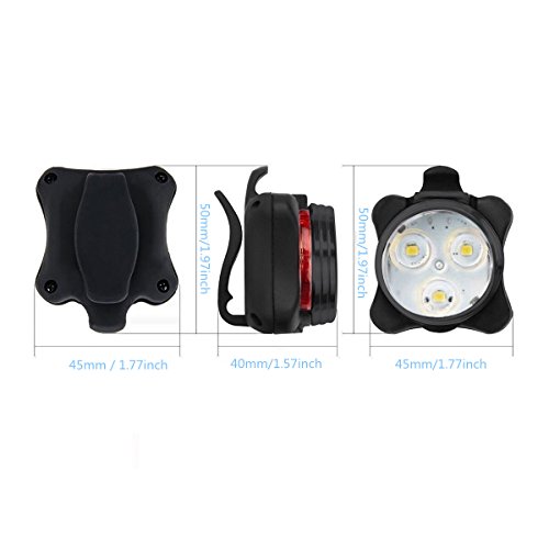 Wiederaufladbare LED Fahrradlampe, LED Frontlicht und Rücklicht Für Fahrrad, Kinderwagenbeleuchtung, USB LED Fahrradlicht Set, Fahrradbeleuchtung，350lm Wasserdichte 4 Licht-Modi 2 USB-Kabel zum Aufladen by Jr.Hagrid - 4