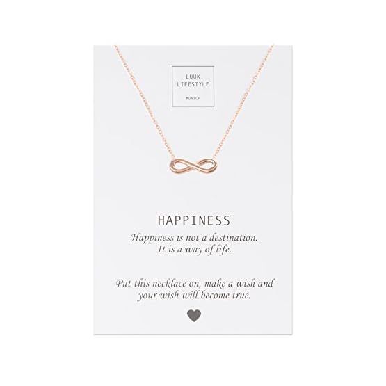 LUUK LIFESTYLE Collares de acero inoxidable con diferentes colgantes y tarjeta HAPPINESS, amuletos de la suerte, amistad…