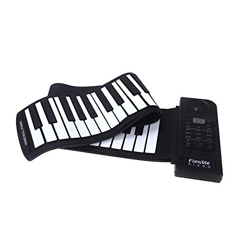 Preisvergleich Produktbild Musical instrument accessories 61 Tasten Elektronische Klaviertastatur Silikon Flexibel Aufrollen Piano Sustain-Funktion MIDI Out-Buchse und USB-Anschluss mit lautem Lautsprecher (Farbe: Black & White
