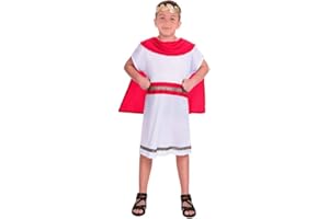amscan 9906401 - Costume da Caesar Toga con cappuccio rosso, per la settimana del libro, età 10-12 anni