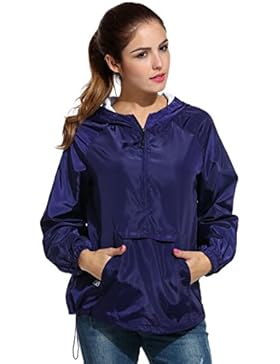 HOTOUCH Damen Regenjacke Regenparka Übergangsjacke Regenmantel Mit Kapuze Taschen Wasserdicht Atmungsaktiv Funktionsjacke...