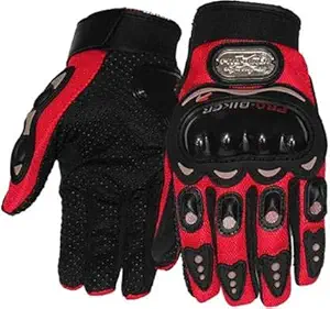 Pro Biker Full Finger Motorcycle Riding/Racing/Driving Gloves (Red, M)