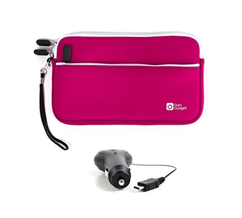 Robuste Schutz-Tasche mit Zubehörfach in Pink und Auto-Ladegerät mit Micro-USB für 5" und 7" Vtech Max Kinder-Tablets