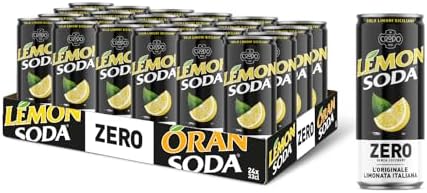 Lemonsoda Zero | Bevanda Gassata al Limone Senza Zuccheri, 24 Lattine da 33 cl, L'originale Limonata Italiana, Rinfrescante, con Succo di Limoni Siciliani, Senza Coloranti