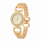 Knowin Damen Uhren Elegant Strass Armbanduhren mit Stahlarmband Zifferblatt Uhr Elektronische Bewegung Casual Quarzuhr Rosegold/Gold mit Batterie