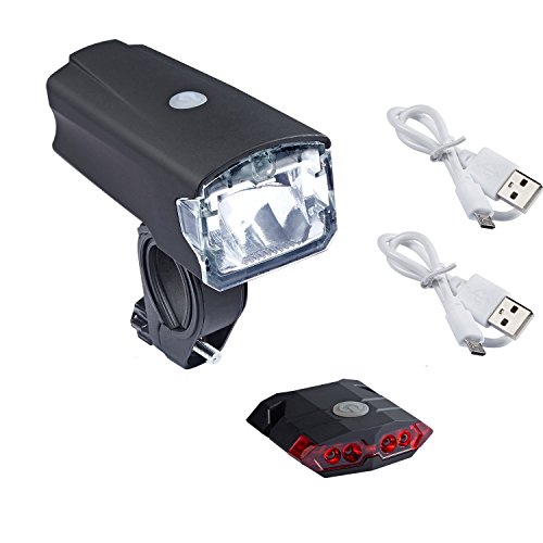 JOYORUN Fahrradbeleuchtung USB Wiederaufladbare 420 LUX 5 LED 220 Lumen Frontlicht und Rücklicht Für Radfahren Fahrradlampe Set