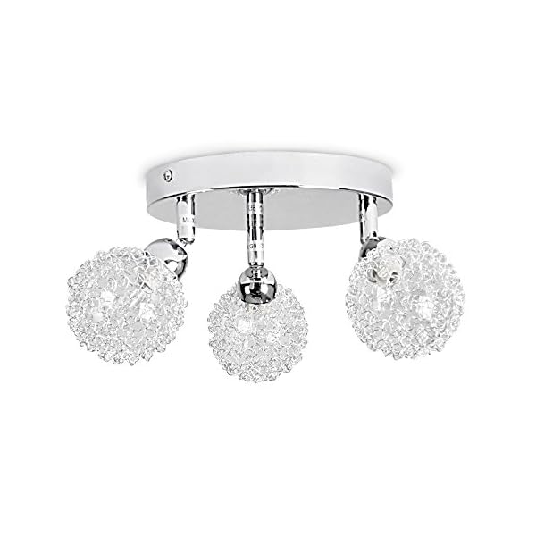 Contemporary 3 Way Polished Chrome Flush Ceiling Light with Stunning Explosion Effect Globe Shades