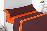 (Naranja/Chocolate 150) JUEGO SÁBANAS DE VERANO LISAS (3 PIEZAS) MICROFIBRA, TACTO SUAVE, MUY LIGERAS, 1 FUNDA ALMOHADA, 1 BAJERA ELÁSTICA Y 1 ENCIMERA, PARA CAMA DE HASTA 200 CM DE LARGO (150_x_200_cm, Naranja/Chocolate)