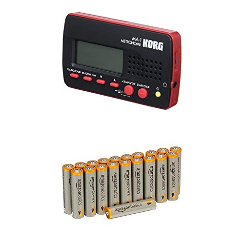 KorgMA1RD Multi-Function Digital Metronome - Black / Red with Amazon Basics Batteries