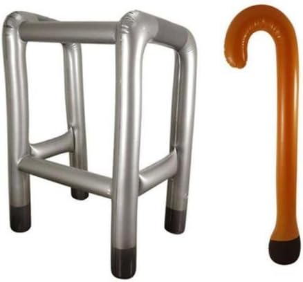 Inflatable Blow Up Zimmer Frame & Walking Stick Funny Joke Gift Present - Walking Stick inflates to around 80cm long.