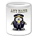 Produktbild Personalisiertes Geschenk – Pilot in Marineblau Spardose (Design Pinguin in Kostüm Thema, weiß) – alle Nachricht/Name auf Ihre einzigartige – Aviator Uniform Aircraft