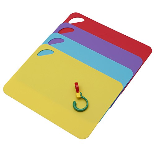 MAOYUAN Antibakteriell Schneidebrett Kunststoff Rutschfest Flexible Kunststoff Matten Schneidebretter Set mit 4 38*29 CM - 4