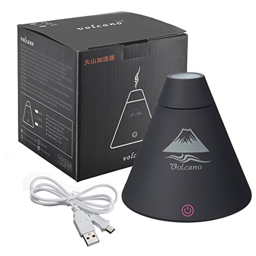 Yinano®Mini Volcano USB Luftbefeuchter Ultraschall Aroma Diffusor Aromatherapy Luftreiniger Nebel Zerstäuber LED Farbwechsel (Volcano Aroma Diffuser, Schwarz)
