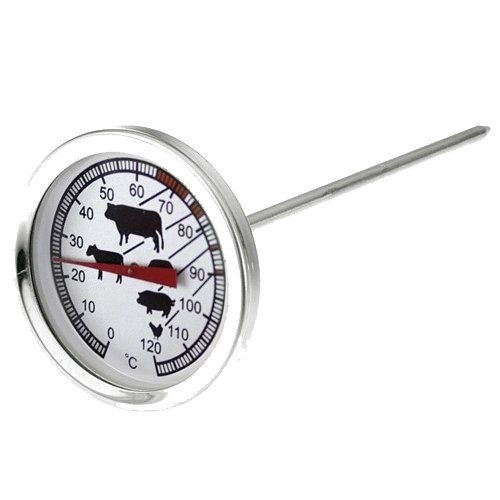 Westmark Bratenthermometer, Länge: 14 cm, Mit Kerntemperatur-Anzeige, Rostfreier Edelstahl, Silber/Schwarz, 12692270