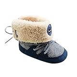 Etosell Newborn Toddler Baby Boy Girl Warm Fur Snow Boots Stripes Soft Sole Booties (M/6-12 Months)