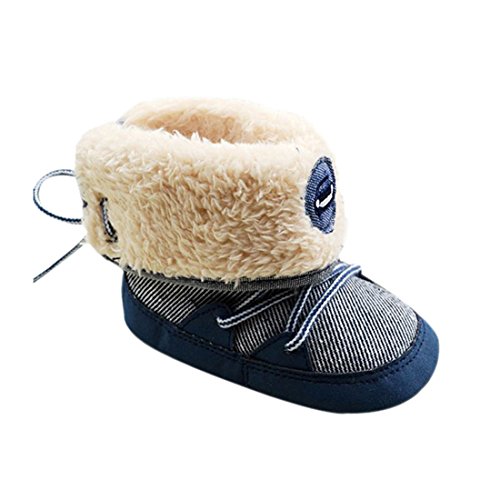 Etosell Newborn Toddler Baby Boy Girl Warm Fur Snow Boots Stripes Soft Sole Booties (L/12-18Months  )