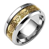 Ringe für Damen Herren, Winkey Edelstahl Punk Style Ring Totenkopf Hip Hop Finger Ring Hochzeit Schmuck Diameter: 16.5mm gold