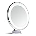 Sanheshun 10X Magnifying Lighted Travel Makeup Mirror,Touch Activated, Locking Suction Mount, Battery Operated, Round