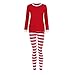 Produktbild Elecenty Damen Schlafanzug Nachtwäsche Paar Familie Jumpsuit Pyjamas Frauen Herren Langarm Weihnachten Bluse Hose Set Winter Streifen Warm lang Hosenanzug Sleepwear (XL, Damen Rot)