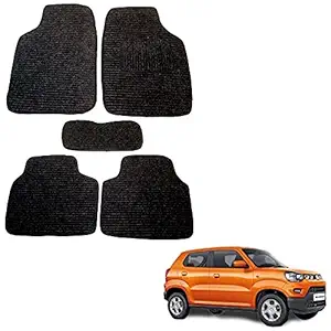 Cabix Heavy Duty Anti Slip Ridged Carpet Mat Car Mat for Maruti S-Presso (Set of 5, Black)