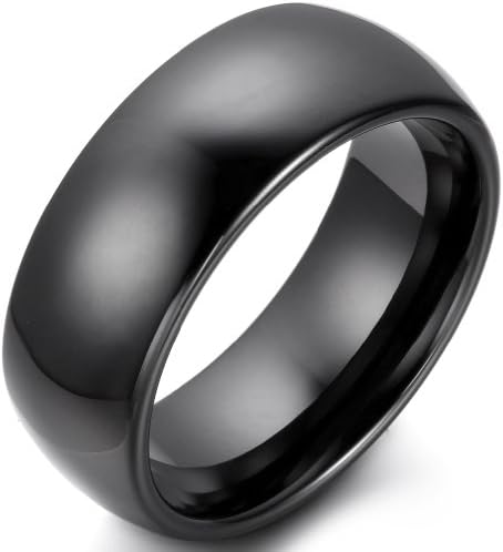 Jewelrywe New Arrivals His 8mm &amp; Hers 6mm Couples Black Polished Ceramic Rings Mens Ladies Bridal Engagement Wedding Bands (Men's Ring, Size J)