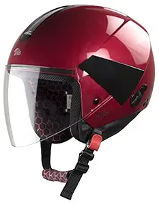 Steelbird SBH-5 VIC Female High Impact ABS Shell Material Helmet with Plain Visor, Glossy Cherry Red, 540 mm