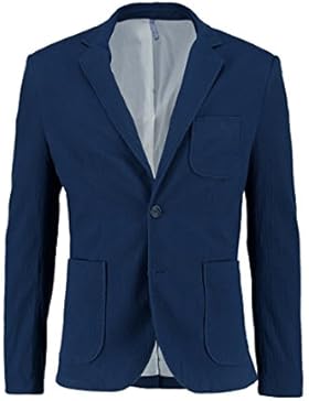 Pier One Casual Sakko Herren - Blazer in Marine Blau uni oder Hellblau-Weiß gestreift - Herrensakko aus Baumwolle...