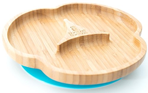 Baby Saugnapf-Teller, Standfeste Saug-Fütter-Teller, aus naturbelassenem Bambus