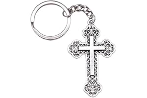 PUBLISIT Porte-Clés Croix en Métal, Anneau, Porte Clef pour Homme et Femme, religion, chrétien, jésus,