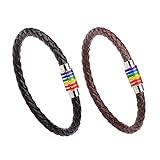 regenbogen armband bedeutung 2PCS geflochtenes Lederarmband mit verschiedenen Farben, schwarzem Armband und braunem Armband. Der erschwingliche Preis, den Sie sich wünschen können.