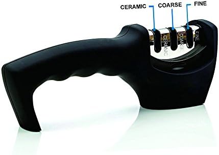 Kitchen Knife Sharpener for Straight Knives - 3-Stage Knife Sharpening Tool Helps Repair, Restore and Polish Blades by LOONG