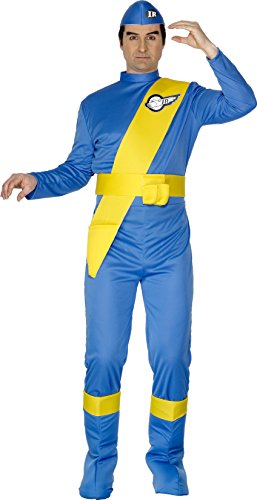 Smiffys Men's Thunderbirds Virgil Costume, Jumpsuit, Hat, Boot Covers & Sash, Size: M, Color: Blue, 28919