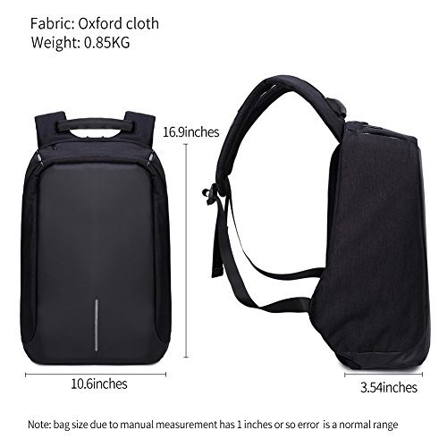 Anti Diebstahl Laptop Rucksack, Fresion 14 -15 Zoll Business Wasserabweisend Rucksäcke Daypack für Damen Herren Student für Schule Reisen Outdoor Backpack mit 35L / USB-Anschluss - 6
