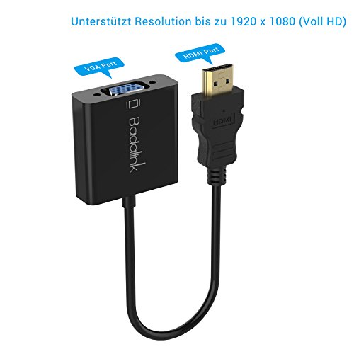 HDMI auf VGA Kabel Badalink Adapter HDMI to VGA Konverter 1080P HDTV, Kompatibel mit Macbook, Chromebook, DVD Player, Laptop, Ultrabook und andere HDMI Eingang Geräte, Schwarz - 3
