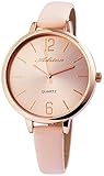 Damenuhr Gold Rosa Analog Quarz Leder Armbanduhr