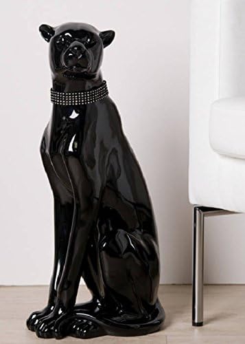 Laure TERRIER Big statue of panther black, resin, sitting position, H 60 centimeters