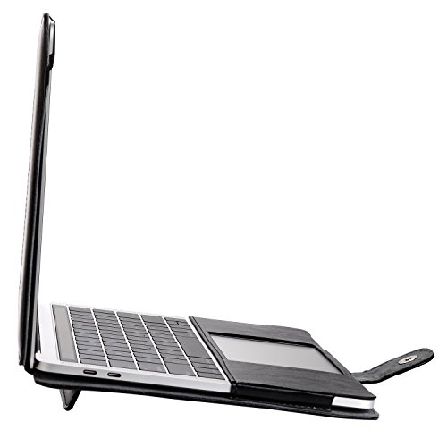 MOSISO PU Leder Abdeckungs Fall mit Standplatz Funktion für neueste MacBook Pro Retina 13 Zoll A1706 / A1708 (mit und ohne touch-bar, Freisetzung Oct 2016), Schwarz - 5