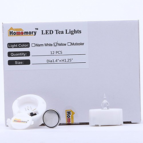 Homemory 12 led flammenlose kerzen, 3.8cm elektrische flackernde batteriebetriebene teelichter, led votivkerzen gelb [Energieklasse A+]… - 7