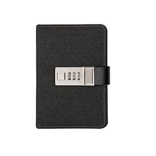 Preisvergleich Produktbild yakri Mini Reinigungstuch Cover Schreiben Notebook, Traveler Tägliche Notizblock Dairy mit Password Lock Mini Notebook für Männer und Frauen tpn098 schwarz