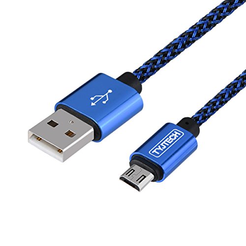 Micro USB Kabel, TYJTECH 2-Pack 3.3ft/1m Micro USB Schnellladekabel Geflochtenes Kabel High Speed Sync für Android Smartphones, Samsung Galaxy, HTC, Huawei, Sony, Nexus, Nokia, Kindle und mehr (Blau) - 2