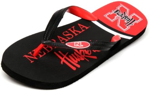 College Edition NCAA Nebraska Cornhuskers Spirit Flip Flops (Red, X-Small)
