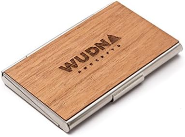 WUDN Stainless Steel Card Case, Mahogany Wood