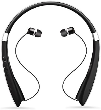 Bluetooth Headphones, Bodecin Bluetooth 4.1 Wireless Stereo Sports Headphones Earphones Neckband with Retractable and Foldable Design Style Earbuds with Mic for Bluetooth Enabled Devices(White)