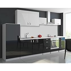 tendencio Cuisine complète 3m20 OXIN laquée Noir Blanc (Noir Blanc)