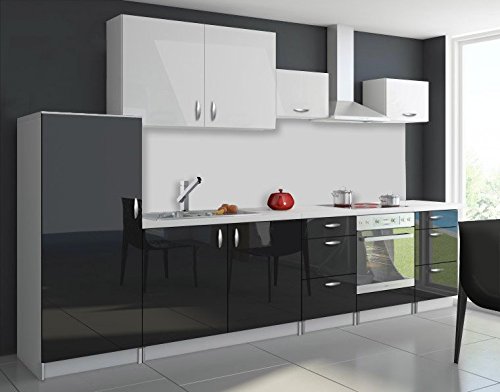 tendencio Cuisine complète 3m20 OXIN laquée Noir Blanc (Noir Blanc)
